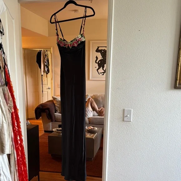open lace back dress Celik Strapless Maxi Dress Black / Floral